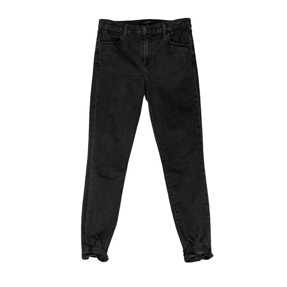 J Brand Jean Womens 30 Black Alana High Rise Crop Skinny Bellatrix Distressed